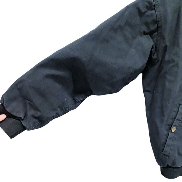 Snap-on Tools Youth Hooded Work Jacket Black Zip-Up American Flag Patch Large - Picture 3 of 12